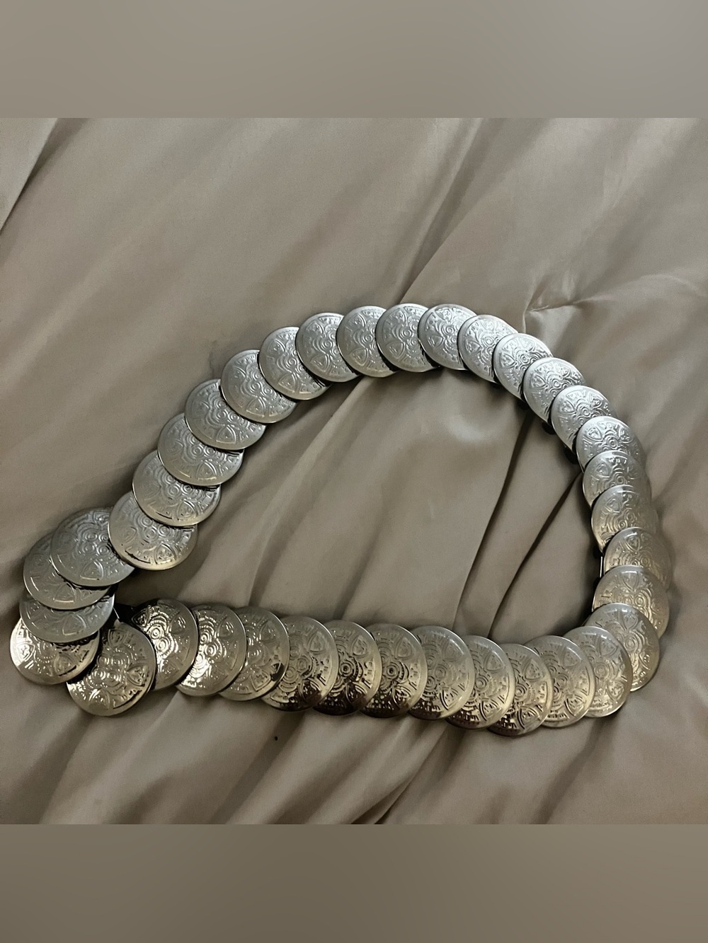 Vintage Silver Coin Stretch Belt Boho Festival Statement Disc one Size Fits Most